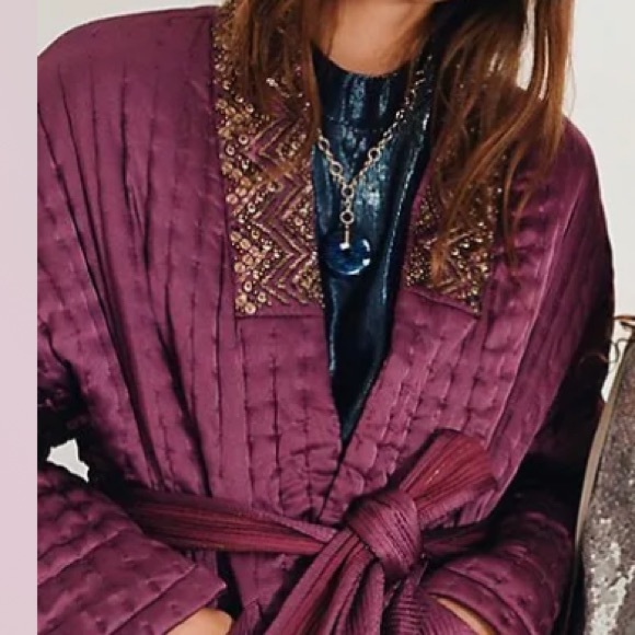 Gorgeous NEW Anthropologie Phoebe Embellished Kimono size XS/S nwt - Picture 6 of 13